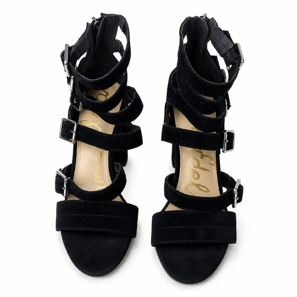 SAM EDELMAN Yasmina Black Strappy Sandals Size 7M